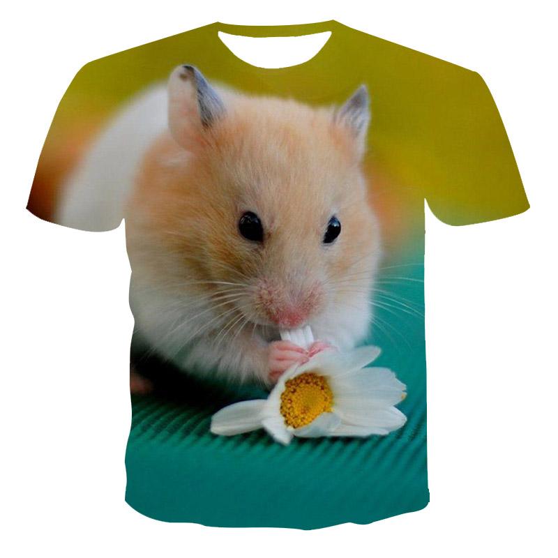 Fashion Funny Hamster Graphic T Shirts Men Summer Casual Cut Animal Pattern Tees 3D Printed Round Neck Quick-drying T-shirt Tops
