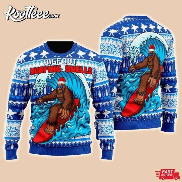 Bigfoot Surfing Swells Ugly Christmas Sweater Unisex T-Shirt XXXL
