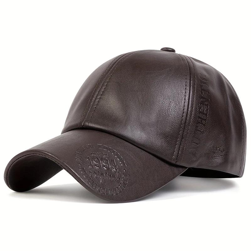 Unisex Vintage Leather Baseball Caps Outdoor Adjustable Spring and Autumn Casual Sunscreen Hat