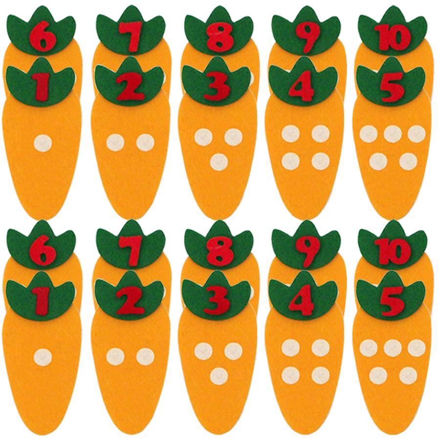 1/2 Sets Fun Carrot Felt 1-10 Number Felt Teaching Aids - DIY Free Assembly Math Cognitive Tools School Supplies