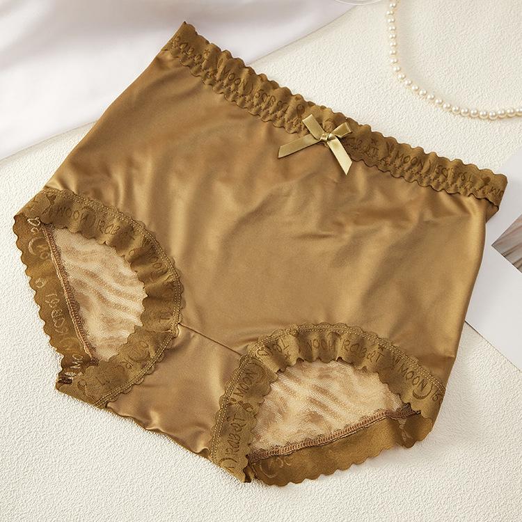 Velká velikost Dámské Letní Nový styl Sexy Průsvitné Krajkové Bez otlaků Ledové hedvábí Zvedající břicho Bokový balíček Boky Vysoký pas Trojúhelníkové kalhotky