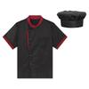 Unisex oddychający fartuch szefa kuchni z krótkim rękawem, zapinany na guziki, kurtka kucharza, uniform piekarni, kuchni, restauracji, czapka