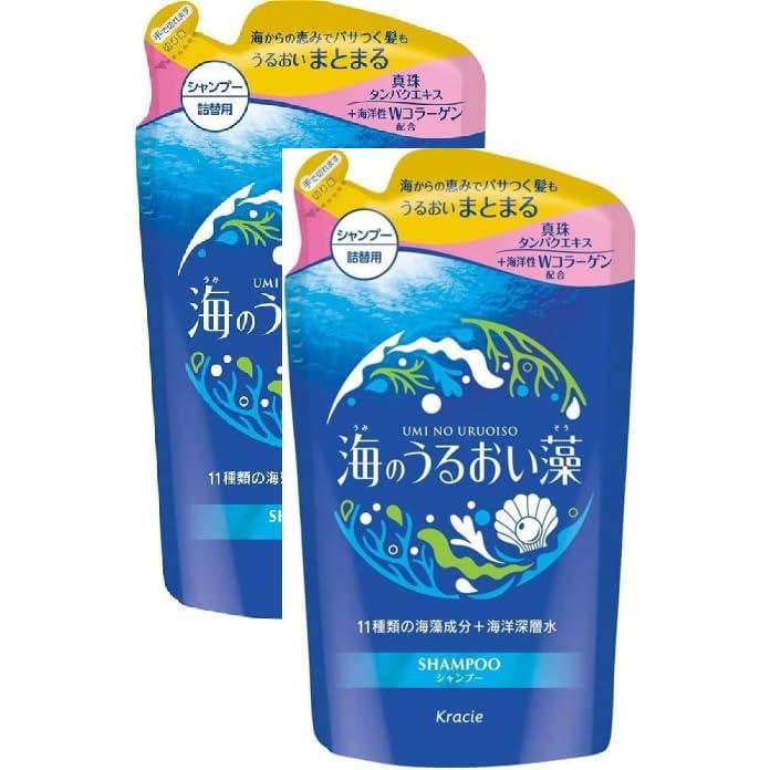 Sea Moisturizing Algae Shampoo Refill, Contains 11 types of seaweed ingredients, Marine Double Collagen, Protein Extract, 400ml, ``2 Sets