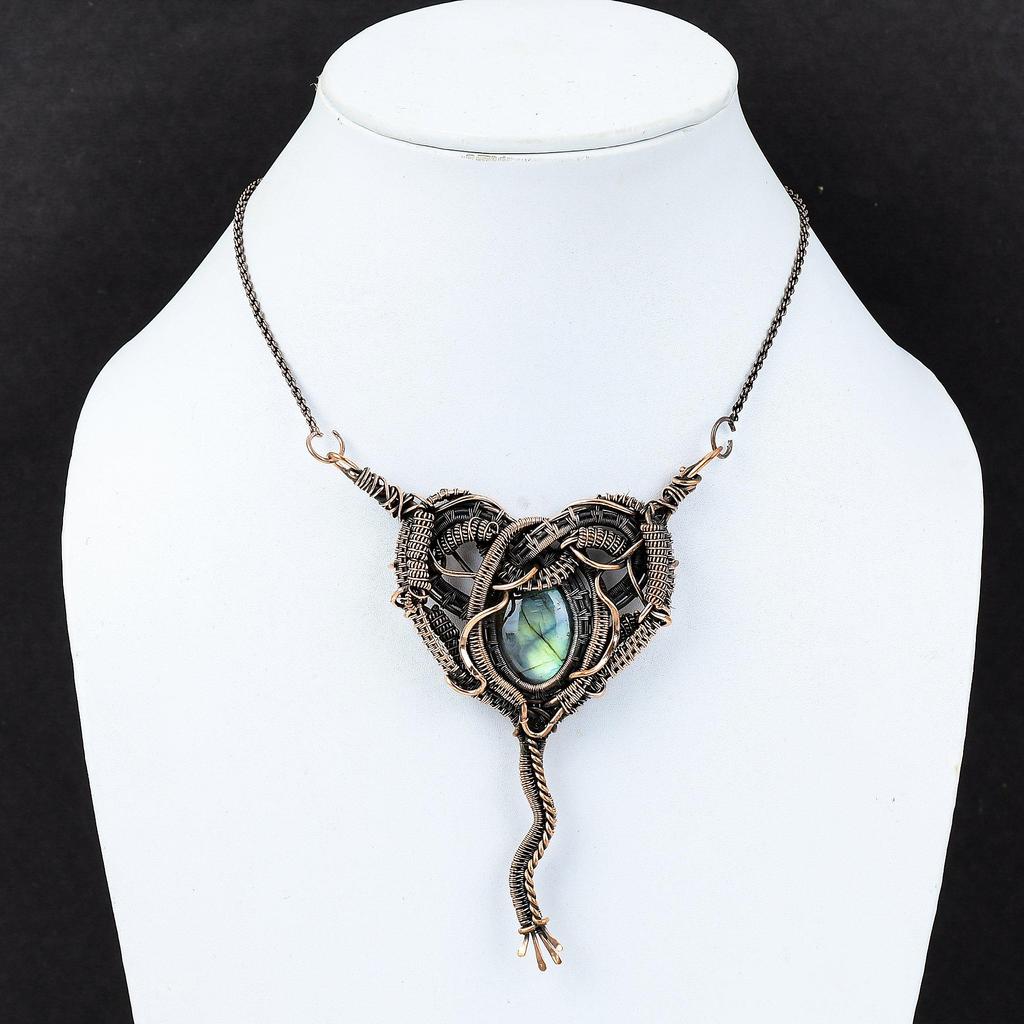 Labradorite Pendant Copper Wire Wrapped Pendant Handmade Decent Pendant Copper Wire Wrap Jewelry Gemstone Pendant Dainty Pendant Bridal Gift