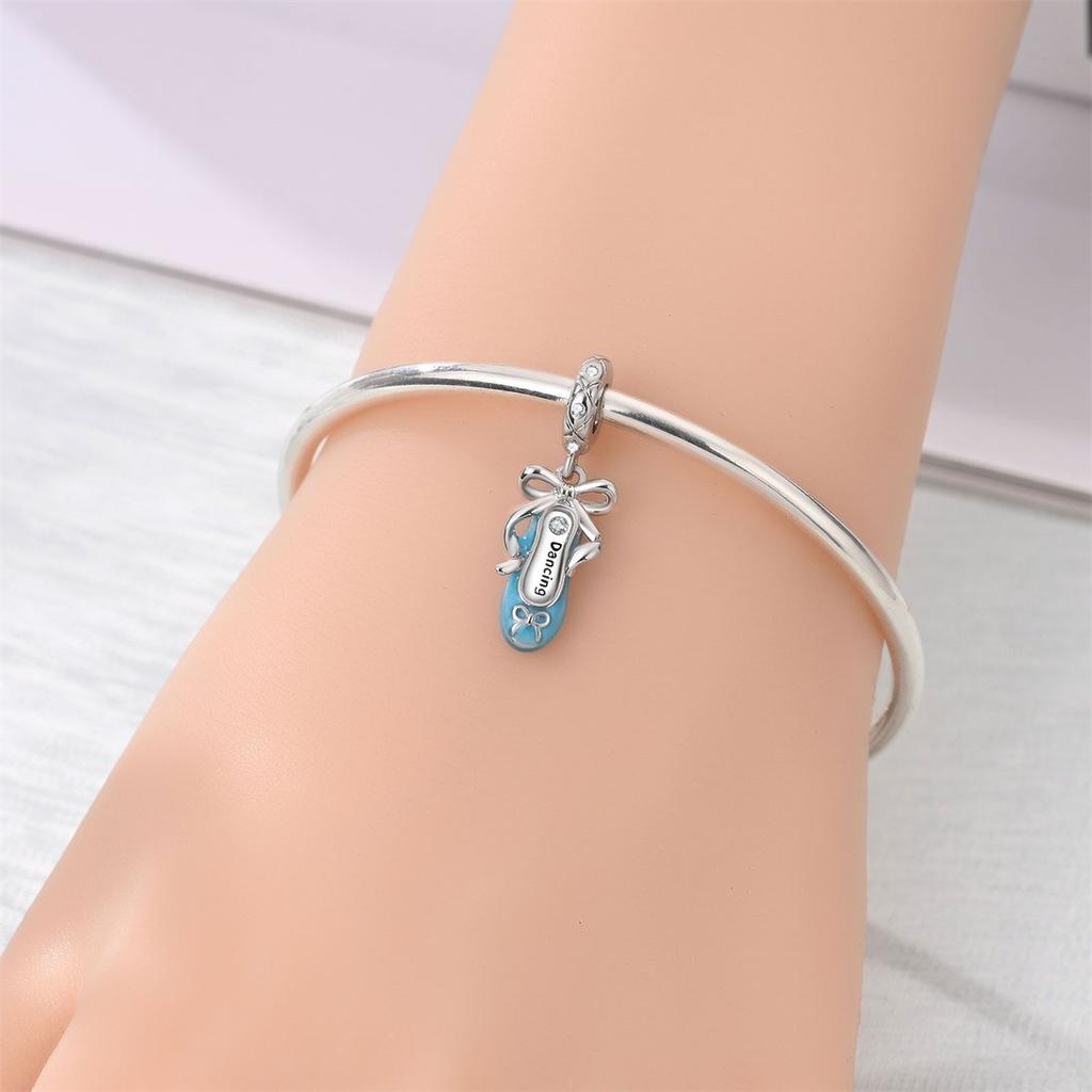 DIY Pendant Accessories Blue Oil Drop Bow Beaded Bracelet Necklace Set