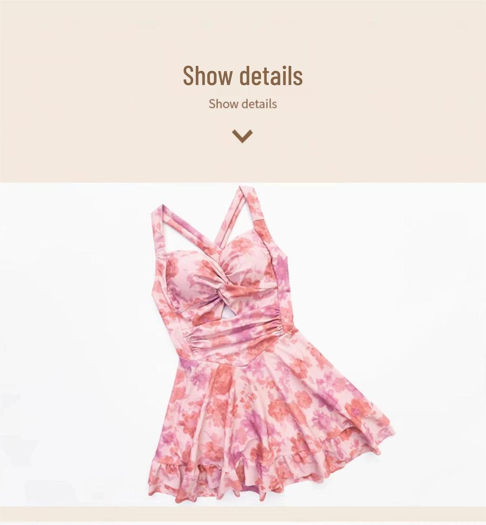 Women's One-Piece Spaghetti Strap Fashion Print Skirt Swimsuit - Conservative Slimming Bodycon Backless Design for Spring Vacation