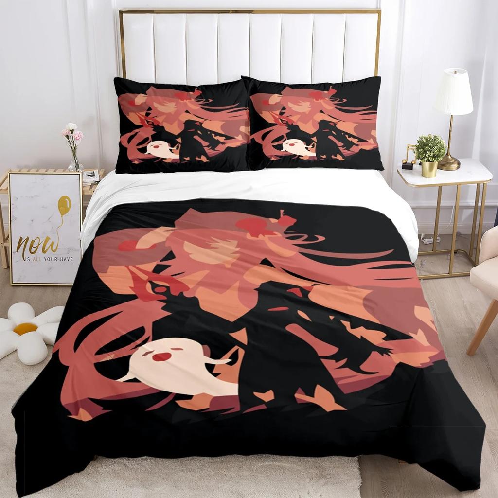 Genshin Impact Print Three Piece Bedding Set Fashion Article Children or Adults for Beds Quilt Covers Pillowcases Bedding Set