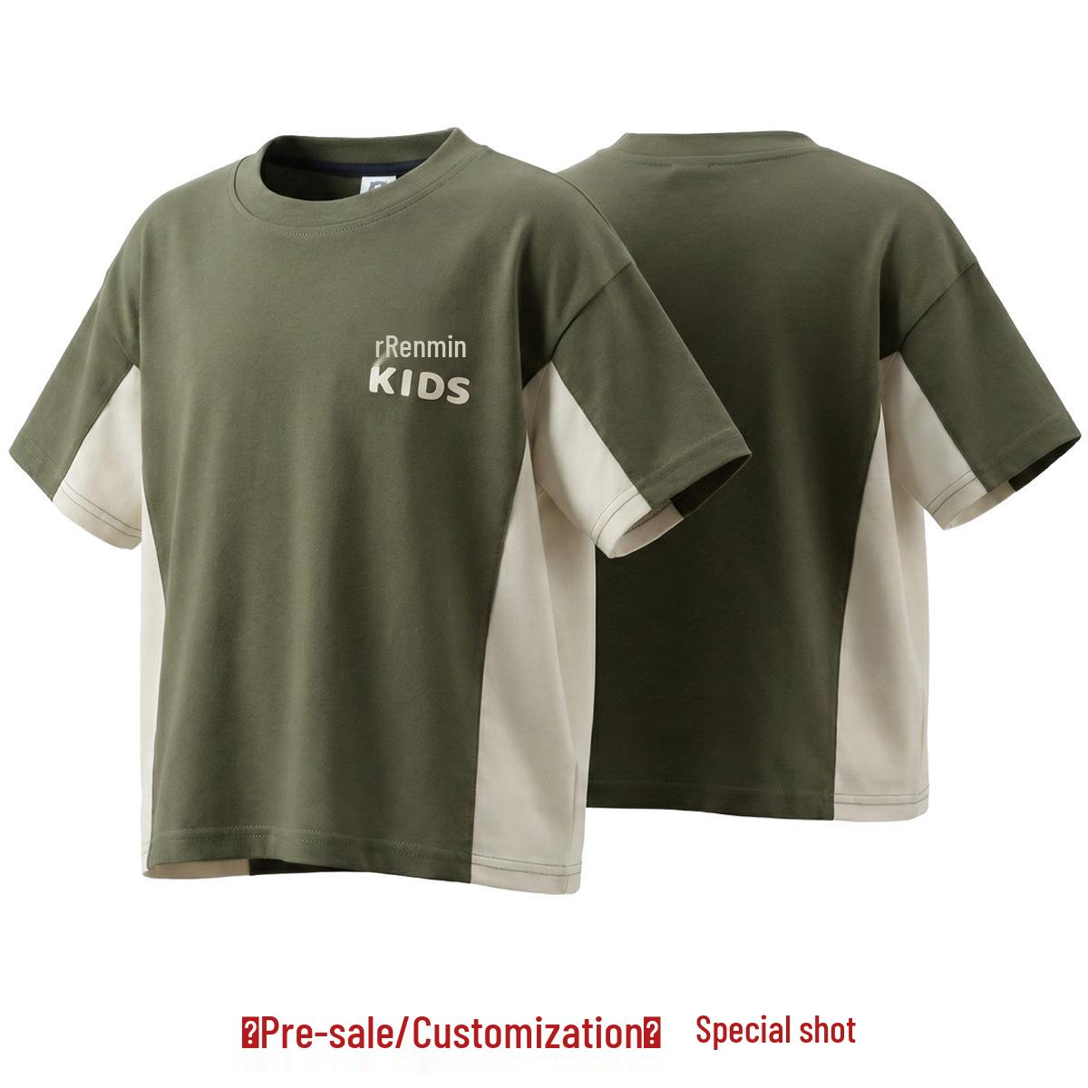 Kids  Quick-Dry Color-Block T-Shirt: Trendy Japanese Style for Boys & Girls, Short-Sleeved Summer Top 100 cm