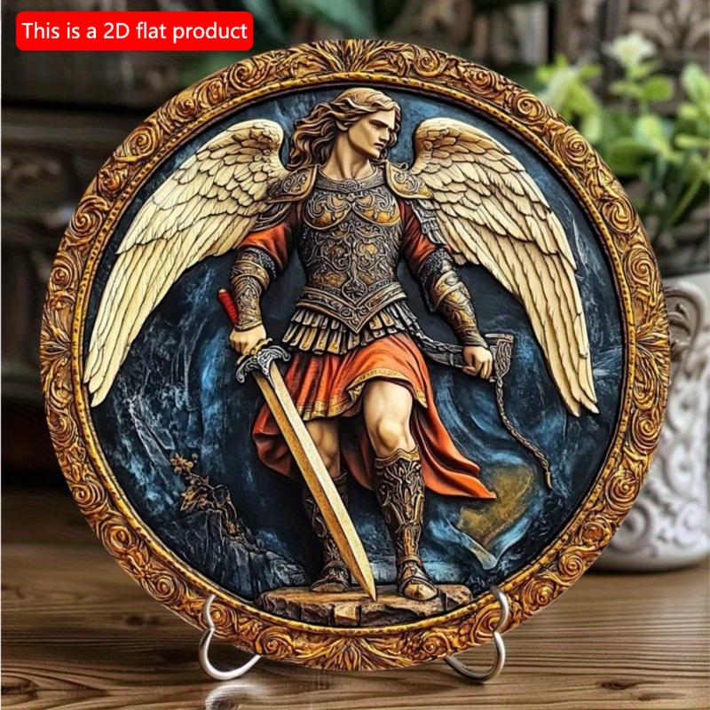 2d Fast 20*20cm, Vintage Angel-Themed Wooden Wall Art, Round Wooden Decorative Plaque for Home, Kitchen, Bedroom, Bar.