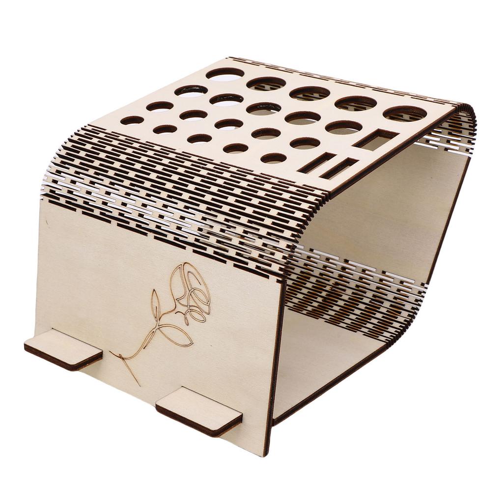 Desktop Crochet Hook Scissors Display Stand Multi Holes Poplar Plywood Leather Working Tool Holder with Detachable