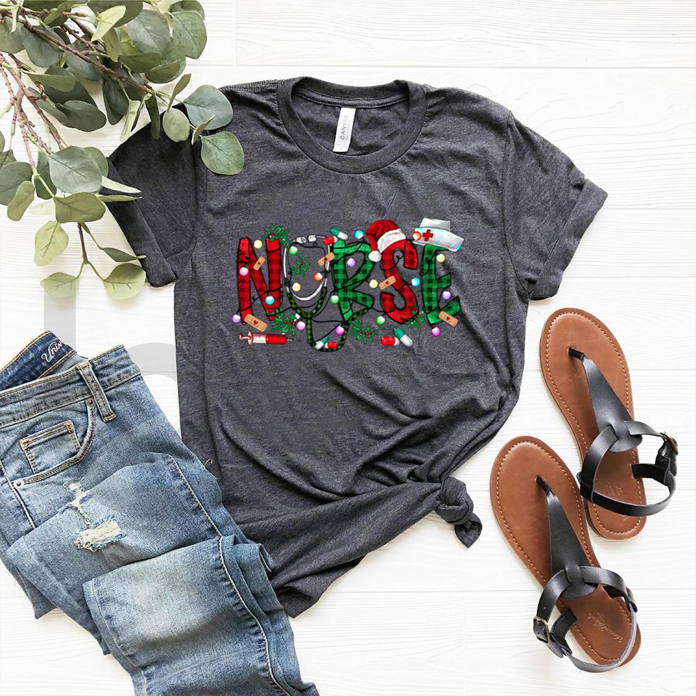 Christmas Nursing Tshirt Nursing School Shirt Nurse Christmas 2023 Tees Xmas Party Shirts Lit It Up Midwife Shirts Nurse Gifts