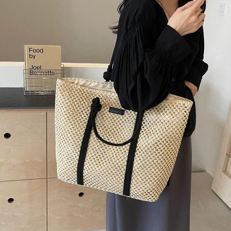 New Hollow Straw Woven Bag Women's Woven Women's Bag Large-capacity Tote Bag Single Shoulder Seaside Vacation Beach Bag