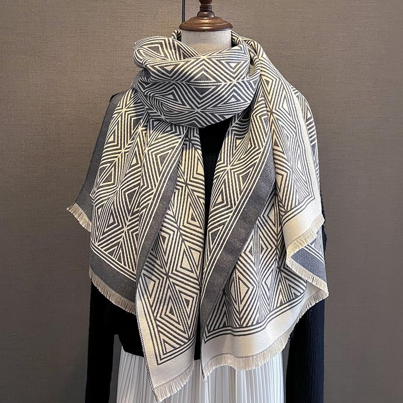 

Осень и зима новый двухсторонний утолщенный теплый искусственный кашемировый шарф шаль для сохранения тепла плащ внешний наряд 65*185cm