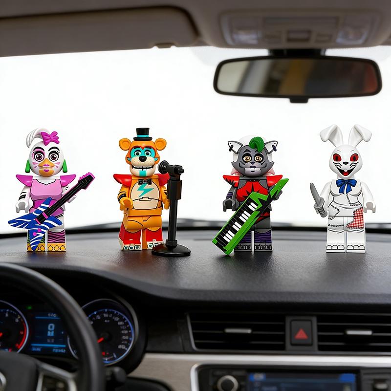 Block Mini Decorations Freddy Bear Bunny Rabbits Ornament Cartoon Figure Statues Accessories Office Accessories Party Favors