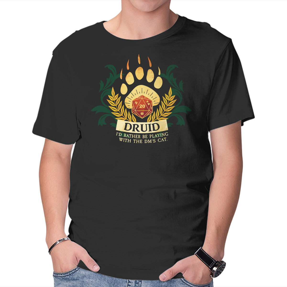 Unisex Crew Neck T-Shirt Druid D20 Graphic Short Sleeve Casual Tee XS