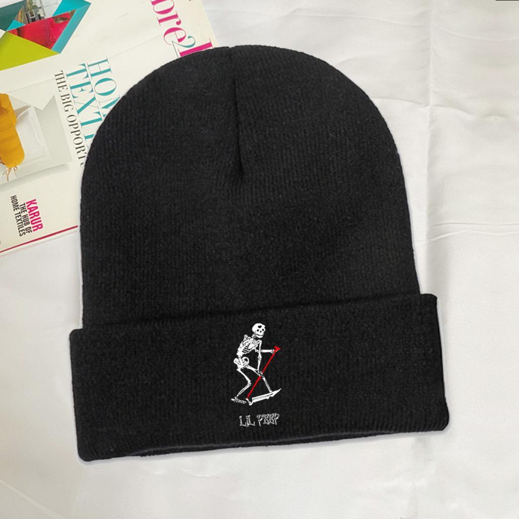 Lil Peep Skeleton Crybaby Best Seller Knitted Caps for Women Unisex Skullies Beanies Winter Hats Polyester  Casual Caps