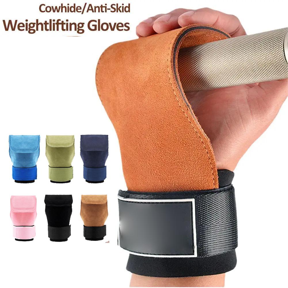 2Pcs Gym Grips Palm Guards Cowhide Palm Gloves Protector Weightlifting Gymnastics Workout Gloves Grip Fitness Training Equipment