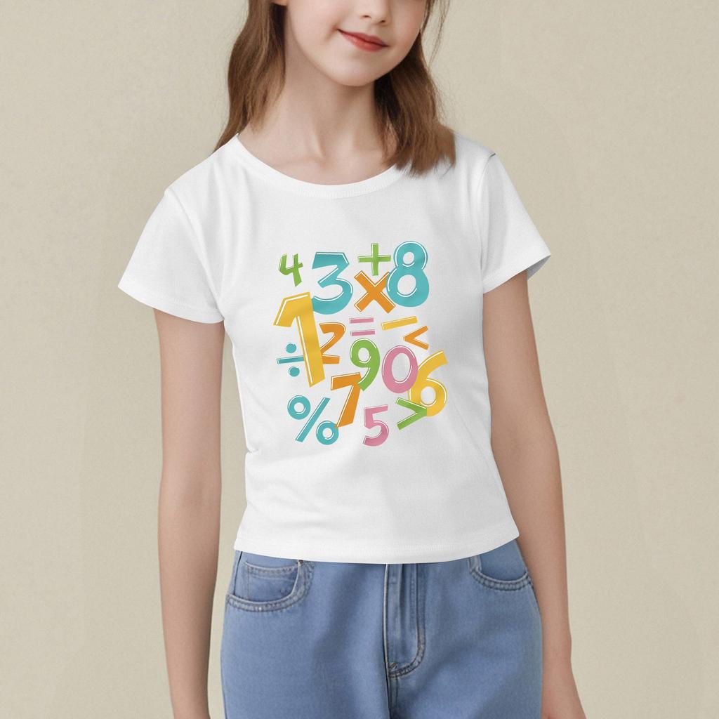 Dziecięca Koszulka z Nadrukiem z Krótkim Rękawem z Okrągłym Dekoltem Casualowa Wygodna Luźna Lekka