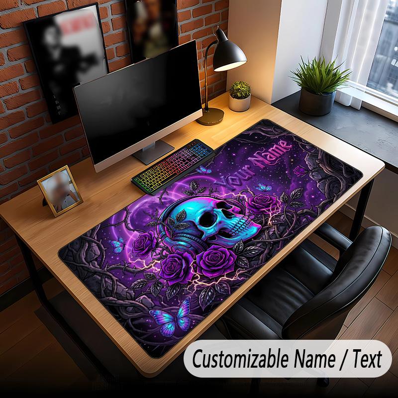 Kaukolės Gothic Temos Individualus Pelės Kilimėlis, Personalizuotas Su Vardiniu Tekstu, Pritaikomas Stalo Kilimėlis Biurui, Namų Dekoras