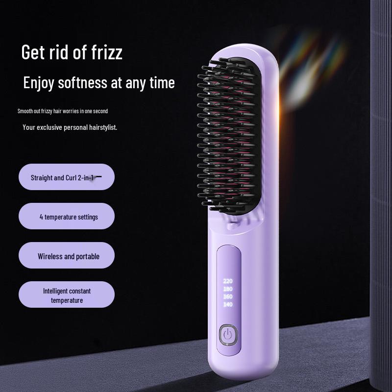 Portable Wireless Ionic Straightening & Curling Hair Comb