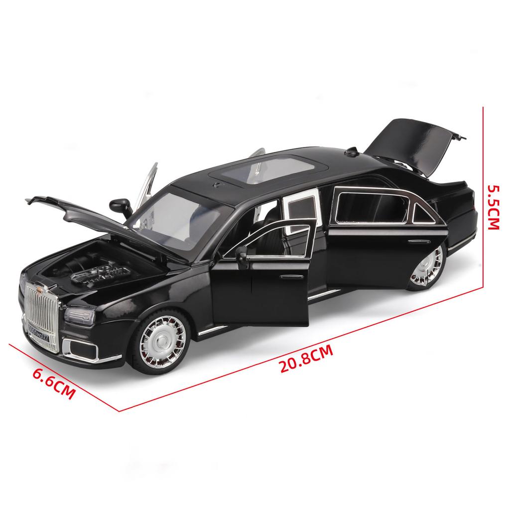 1/24 Aurus Motors Aurus Senat Russland Präsidentenauto Legierungs-Automodell Sound und Licht Kinderspielzeug Sammlerstücke Geburtstagsgeschenk