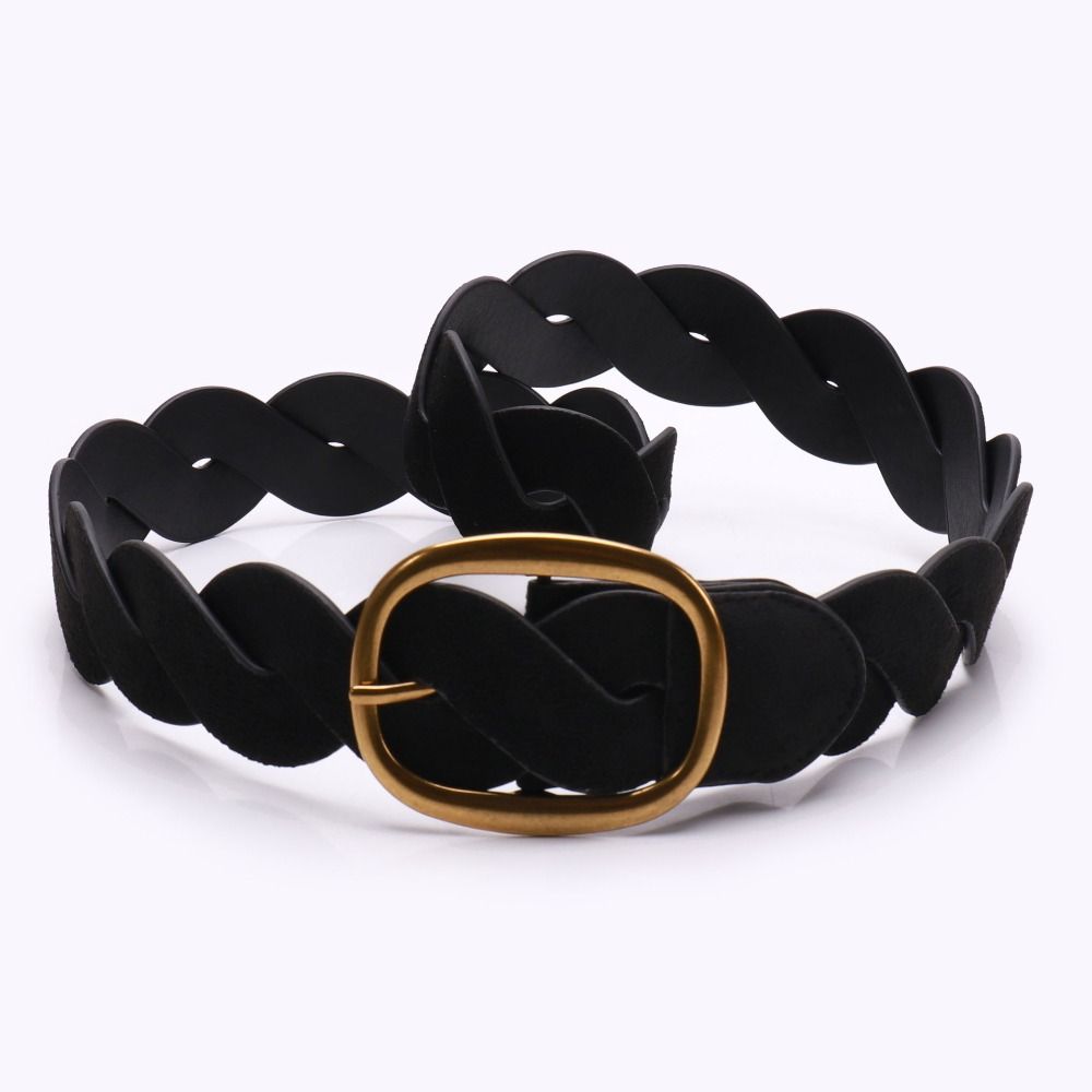Pin Buckle Twists Woven Waistband Weave Men Belt Fashion Suede Belt Unisex