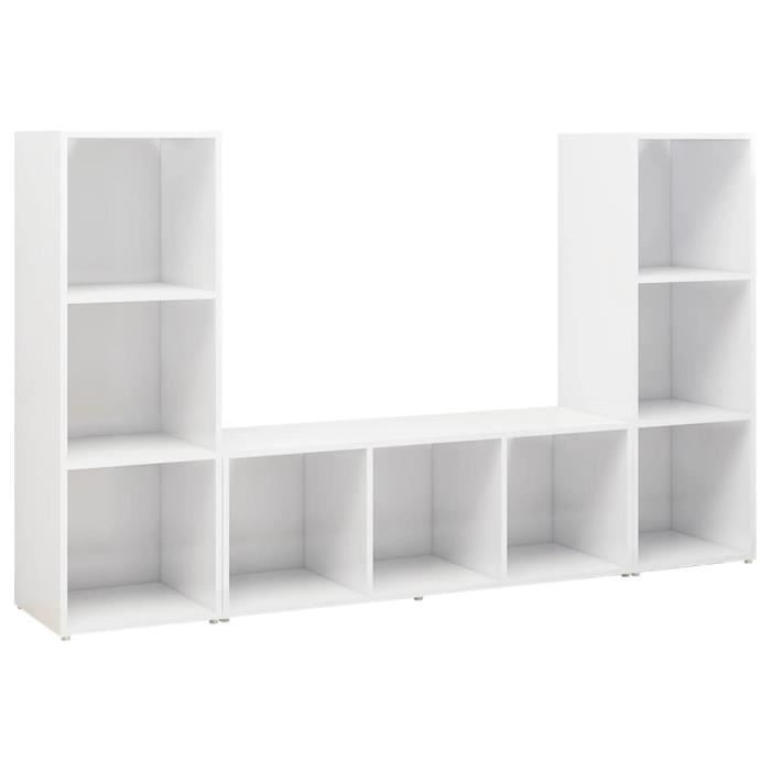 VidaXL Meubles TV 3 pcs Blanc 107x35x37 cm Aggloméré