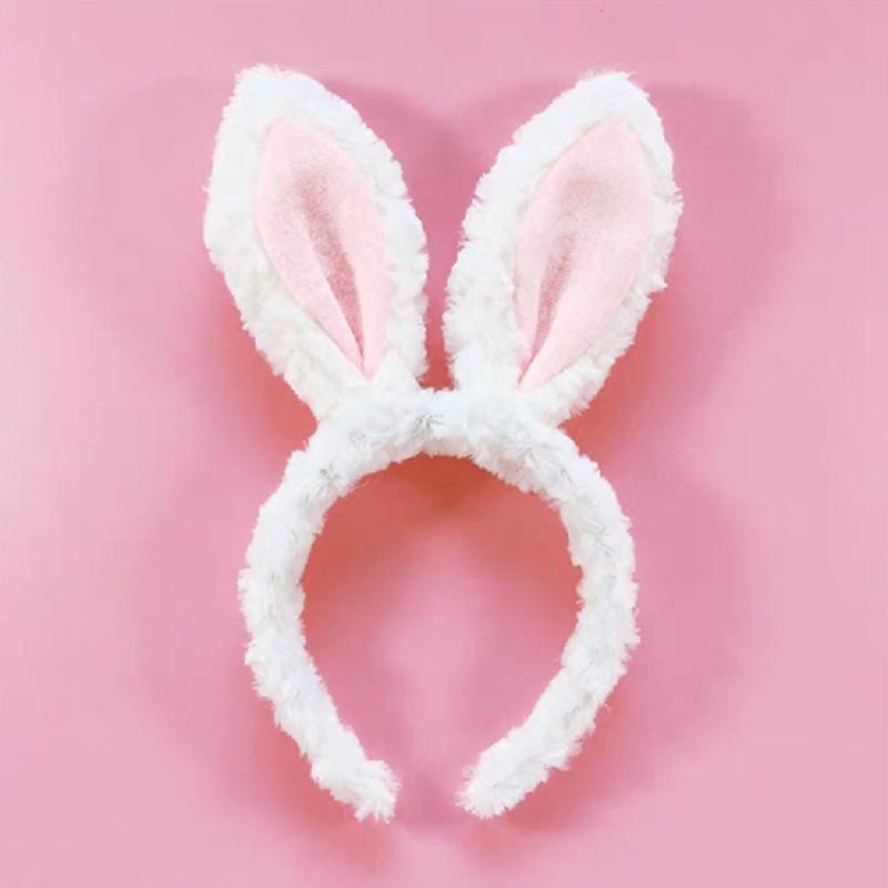 Soft Headband with Bunny Ears Plush Animal Hair Hoop Fluffy Easter Christmas Cosplay Cartoon Theme Party Costume