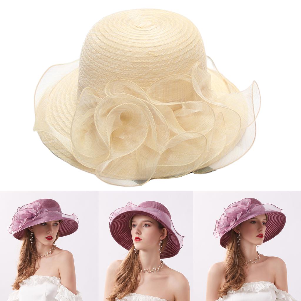 Women Fascinator Hat Church Fascinator Derby Hat for Women Church Hat Organza Tea Party Hat Wedding Bowler Hat Sun Hat