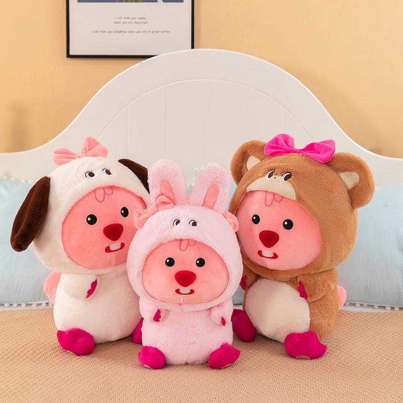 New Cute Plush Toy Turned Beaver Ruby Doll Cartoon Throw Pillow Birthday Gift Girl