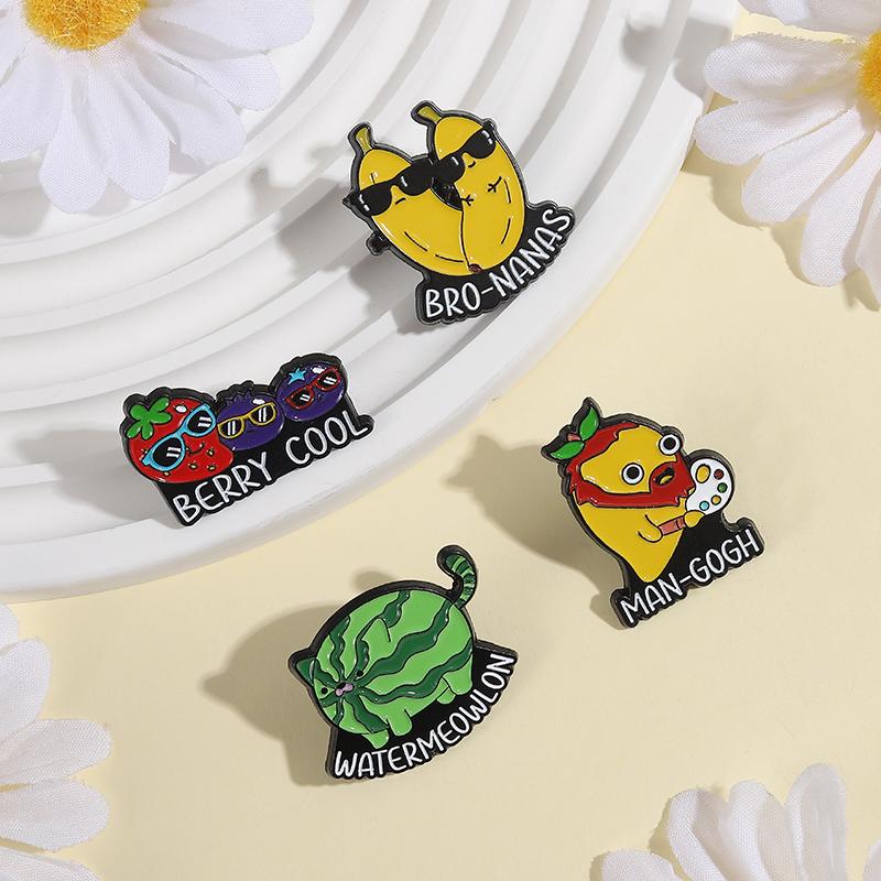 BERRY COOL Enamel Pins Custom Strawberry Watermelon Mango Banana Brooches Lapel Badges Clothes Funny Jewelry Gift for Friends