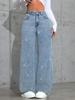Women's Plus Size Stretch Denim Jeans with Rhinestone Embellishments