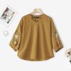 ZANZEA Women Casual V-Neck Floral Print Splice 3/4 Sleeve Blouse