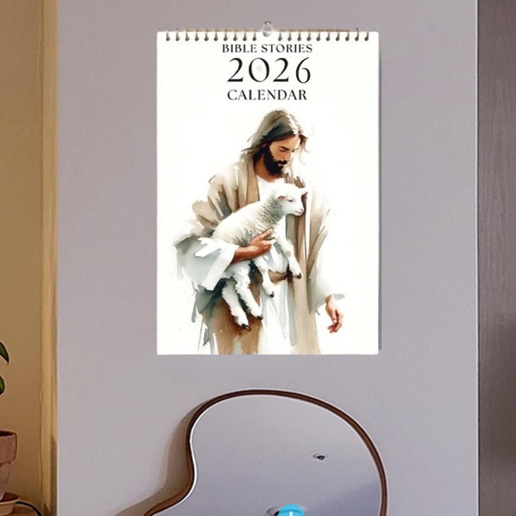 2026 Wall Calendar 2026 Wall Monthly Calendar Bible Story Inspirational Christian Planner Art Religious Office Home Decoration