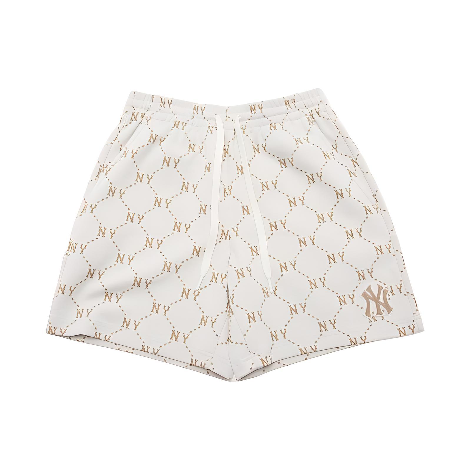 MLB Diamond Monogram Casual Shorts Unisex Cream 3ASPM0343-50CRS XS
