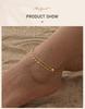 Bracelet de Cheville Superposé Imperméable pour Femmes, Chaîne de Pied Ajustable en Acier Inoxydable Doré avec Zirconia, Bijou