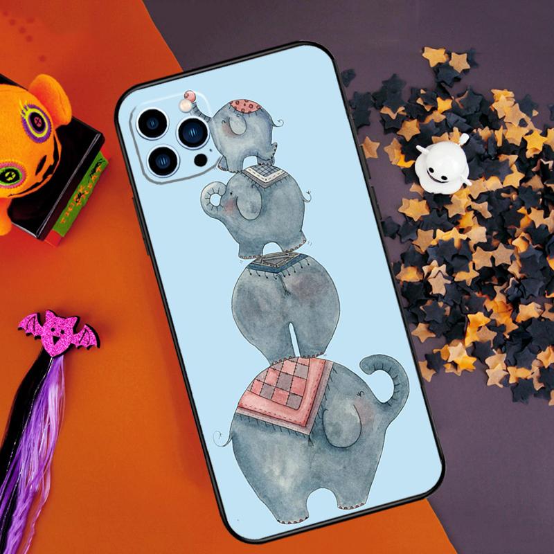 

Cute Elephant Cartoon Bumper Case For iPhone 16 15 14 Pro Max 11 12 13 Pro Max Mini XR 15 16 Plus 16e Phone Cover iPhone 14 Pro