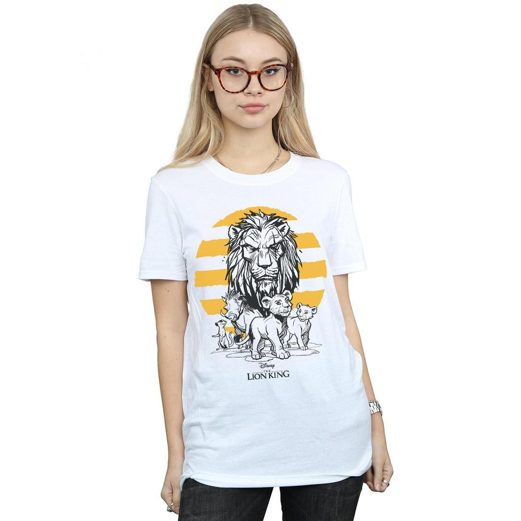 Disney Womens/Ladies The Lion King Movie Group Cotton Boyfriend T-Shirt