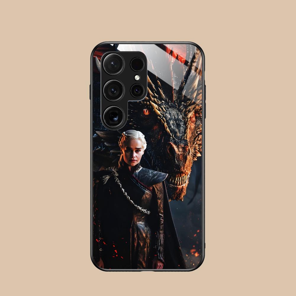 Dragon Queen Glass Mobile Phone Case for Samsung Galaxy S26 S25 S24 S23 S22 S21 S20 Note20 Plus FE Ultra Colorful Cover