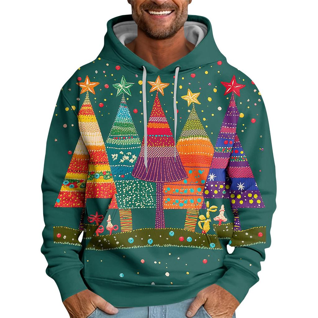 Christmas Print Loose Men's Hoodie