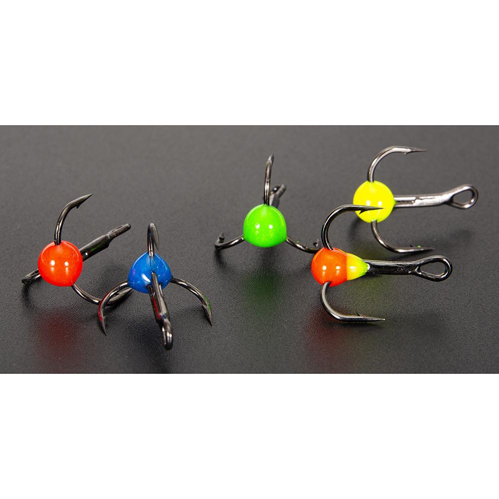10 Pcs/box High Carbon Steel Mini Head Hook Colorful 3-claw Winter Ice Fishing Fishhook Outdoor Fishing Tackle 6# 8# 10#