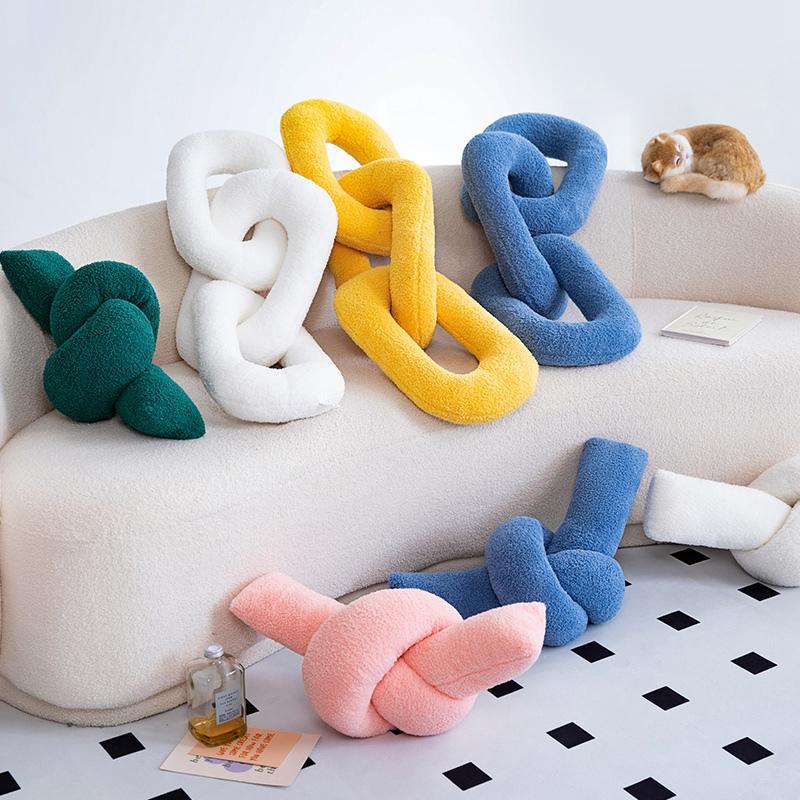 60-95Cm Creative Iron Chain Knot Pillow Stuffed Soft Sofa Cushion Nordic Style Home Plush Decoration Irregular Shaped Plush