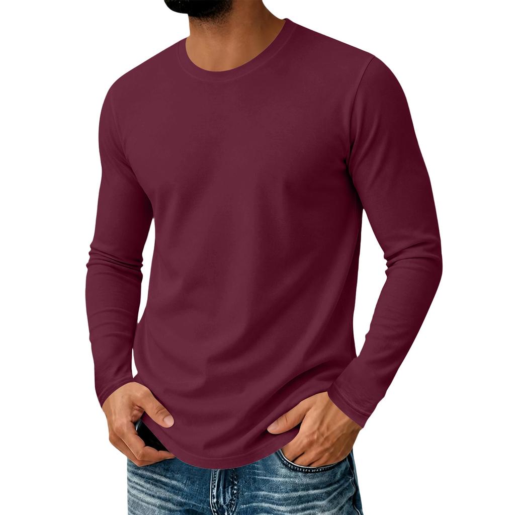 Men's Long Sleeve Round Neck Casual Top for Everyday Comfort and Relaxed Fit