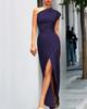 One-Shoulder High-Waist Slit Dress