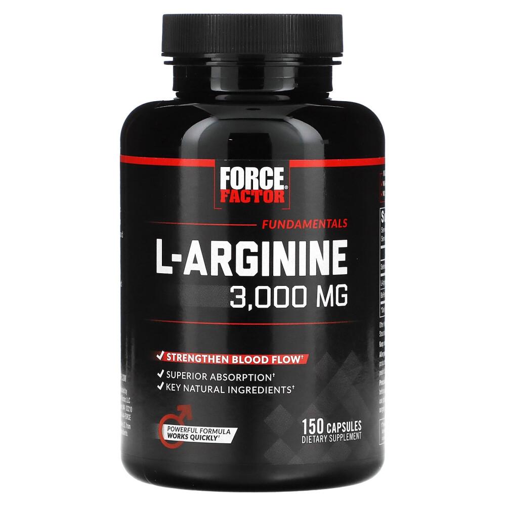 Force Factor L-Arginine 3000mg, 150 Capsules (600mg per capsule)