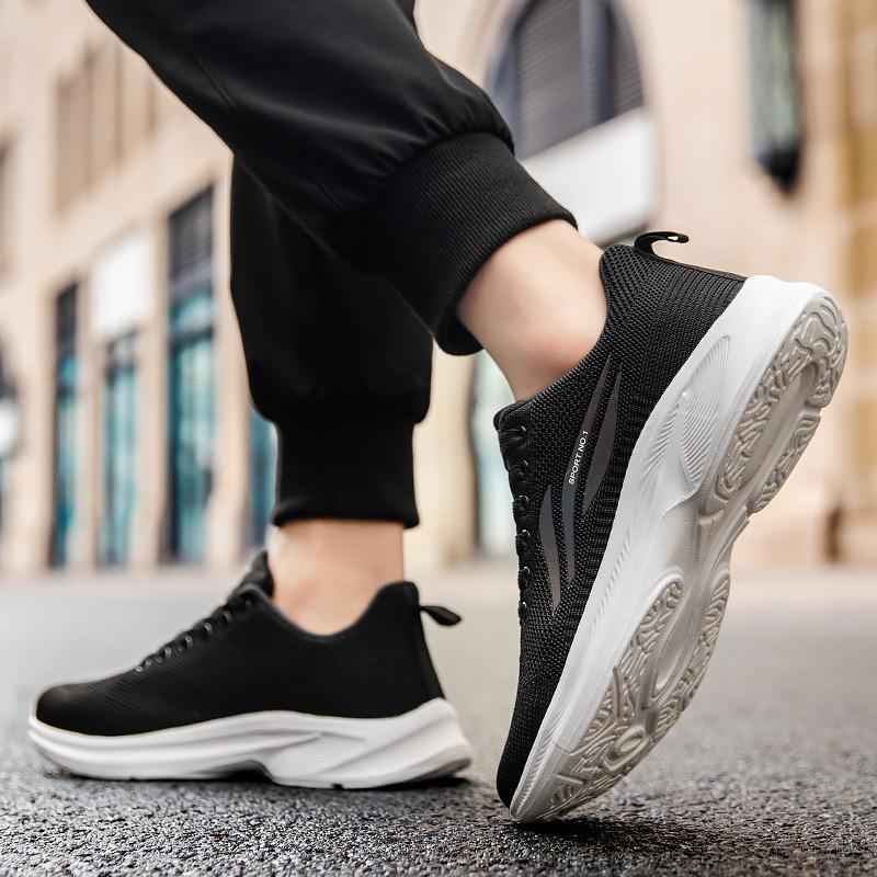 Large size wish casual soft-soled sneakers breathable single shoes fly-woven mesh running shoes men