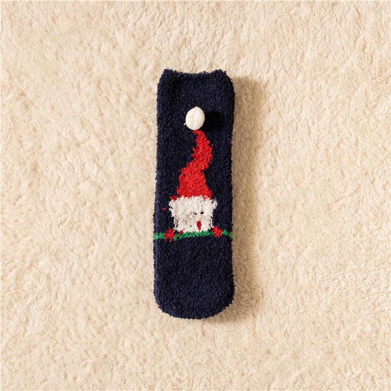 Chaussettes Boule de Noël en Polaire Corail pour Femmes - Prêtes pour l'Hiver, Résistantes au Froid, Chaussettes de Nuit Mi-Mollet Doublées Polaire, Cadeau de Noël Parfait.