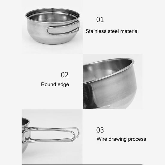 500/700ML Stainless Steel Folding Bowl Outdoor Camping Hiking Backpacking BBQ Picnic Travel Food Grade Collapsible Cooking Serving Bowl Dishware