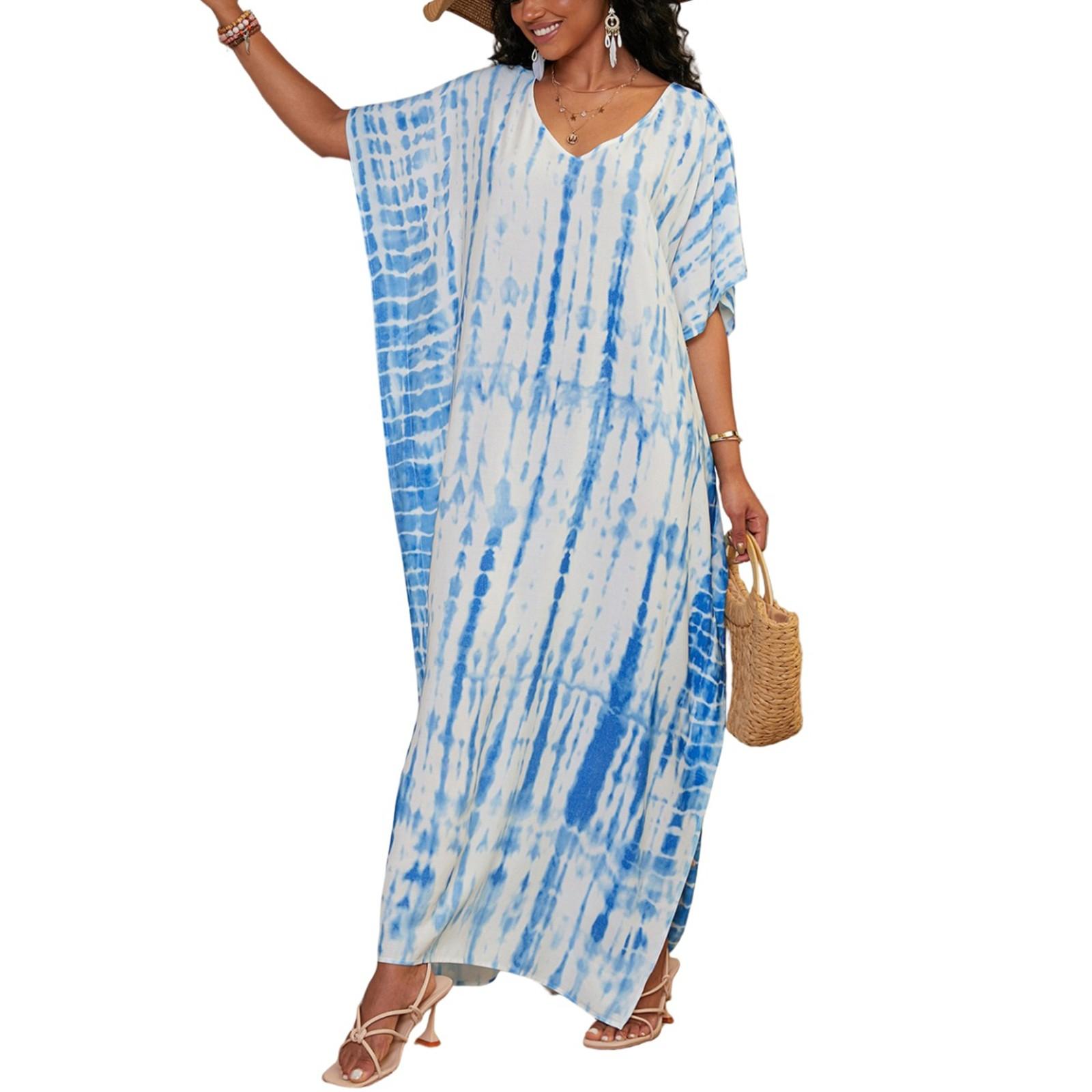 

Пляжная накидка с красочным цветочным принтом, свободный халат для отдыха, бикини, рубашка от солнца One Size