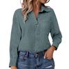 Womens V Neck Shirts Long Sleeve Casual Collared Shirt Loose Blouses Solid Color Tops With Pocket